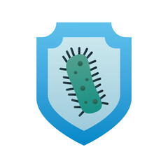 covid19 particle in shield line style icon