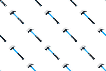 Hammer on a white background. Hammer seamless pattern.