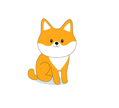 Vector illustration of a cute little dog. Puppy. a cartoon dog is sitting. the dog is playing. redhead puppy. shibu inu
