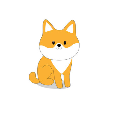 Illustration of a cute little dog. Puppy. a cartoon dog is sitting. the dog is playing. redhead puppy. shibu inu
