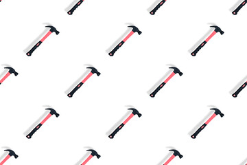 Hammer on a white background. Hammer seamless pattern.