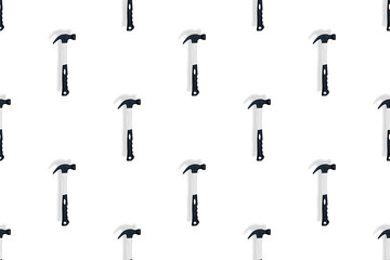 Hammer on a white background. Hammer seamless pattern.