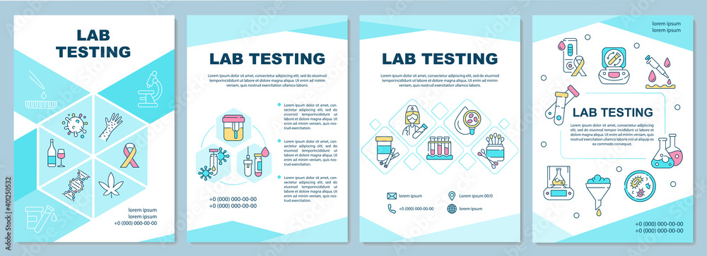 Wall mural lab testing brochure template. procedure performed to detect diseases. flyer, booklet, leaflet print