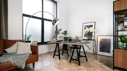 Modern home office with contemporary interior design