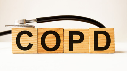 wooden cubes with text COPD. the medicine. medical concept