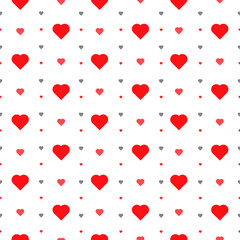 This is a seamless pattern of hearts on a white background. Wrapping paper.