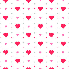 This is a seamless pattern of hearts on a white background. Wrapping paper.