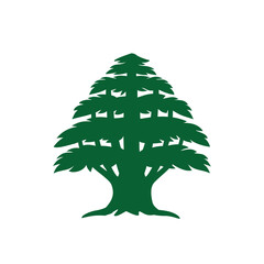 Abstract cedar tree. Lebanese cedar silhouette can be used in logo design, icon, symbol. Vector illustration.