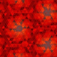 3D hexagonal geometric patterns and floral fantasy designs in shades of vivid red on grey and black background