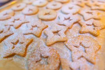 Freshly baked sugar cookies. Closeup with extremely shallow dof.