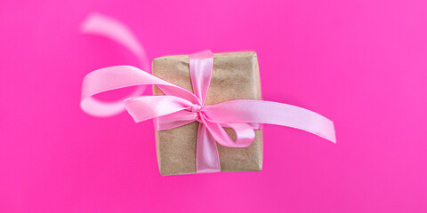 valentines day background gift concept present mothers Day romance or 8 March unexpected joy pleasant top view copy space for text food background rustic