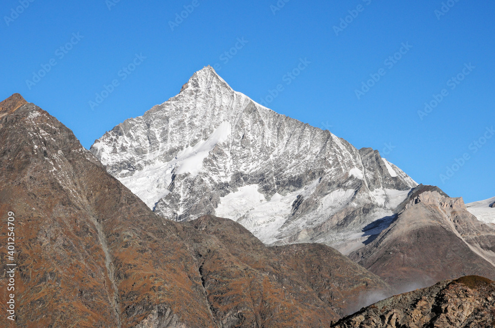 Sticker the north face of the weisshorn seen from sunnegga.