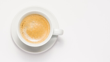 coffee, cup, espresso, drink, cafe, white, isolated, cappuccino, brown, beverage, breakfast, hot, caffeine, mug, saucer, black, food, aroma, foam, latte, liquid, morning, plate, closeup, break