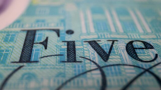 Macro shot closeup of a Uk sterling pound note
