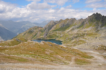 Lac des Vaux and the Col de Chassoure from Les Attelas.