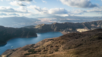 Clouds over Mount Fuji and Lake Ashi.