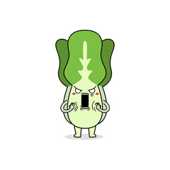 Cute lettuce cartoon character shocked