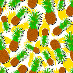 Pineapple pattern fruit flat seamless colorful background