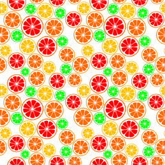 Fruit citrus pattern flat orange grapefruit lemon lime on white background