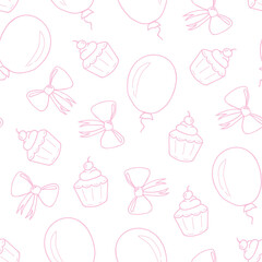 Seamless pattern for a childrens holiday. white background. Hand drawing. Vector illustration.