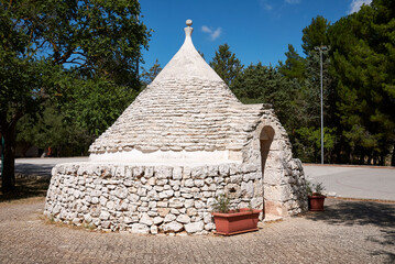Castellana Grotte, Italy - September 04, 2020 : View of a trullo