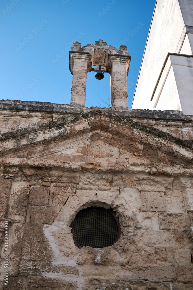 Wall mural monopoli, italy - september 04, 2020 : detail of chiesetta rettoria san vito martire