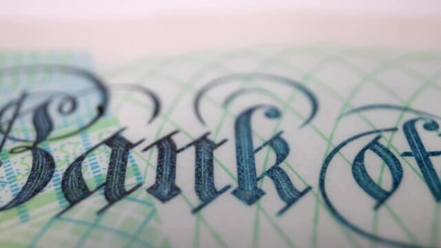 Macro shot closeup of a Uk sterling pound note