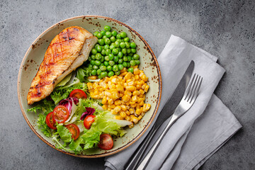 Healthy chicken breast with salad