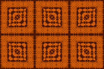 Textured African fabric – Cotton squares – Orange and brown colors, photo