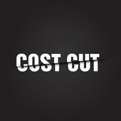 cutting money. Cost cut icon isolated on the black background