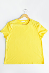 Yellow plain shirtsleeve cotton shirt mockup white
