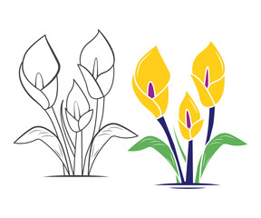 Fototapeta na wymiar Lily Flower vector Illustration design, Lily Flower Svg, Lily Flower Vector