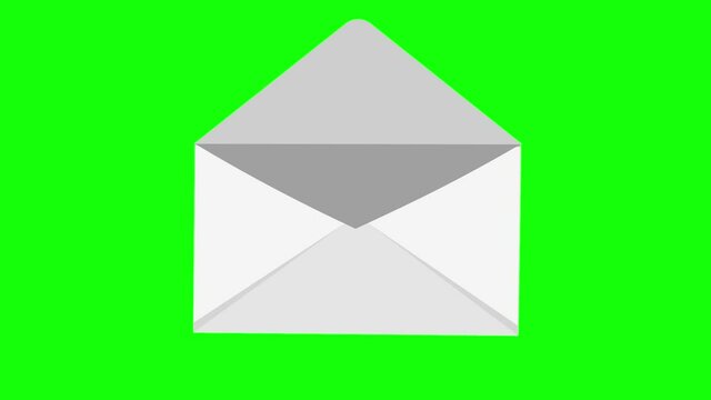 envelope closing, animation with green background