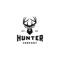 Deer Hunter Logo Type, Template, and Vector