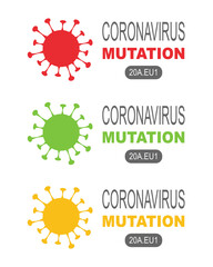 Coronavirus mutation vector banner illustration. 20A.EU1 mutation of COVID-19 Novel coronavirus. Pandemic Protection Concept.