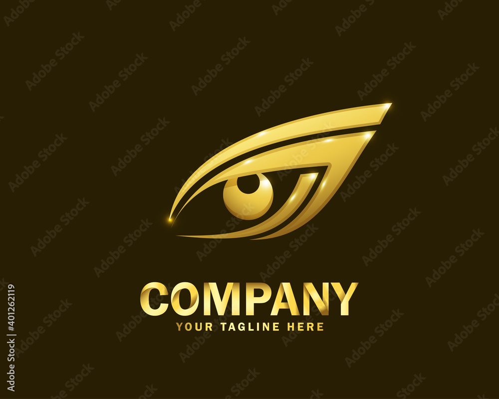 Wall mural luxury gold eye vision logo design template