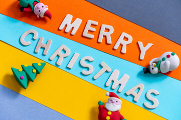 Fototapeta premium Christmas greeting text font art with colorful lettering and backgrounds for wishing and celebrate, Sensitive Focus