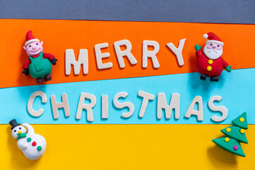 Christmas greeting text font art with colorful lettering and backgrounds for wishing and celebrate, Sensitive Focus