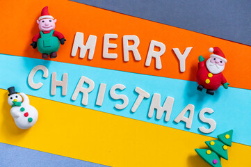 Christmas greeting text font art with colorful lettering and backgrounds for wishing and celebrate, Sensitive Focus