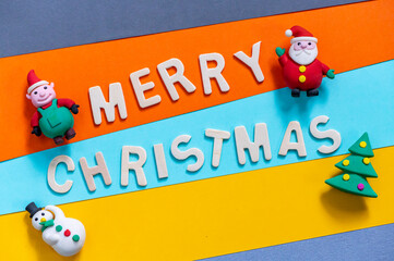 Christmas greeting text font art with colorful lettering and backgrounds for wishing and celebrate, Sensitive Focus