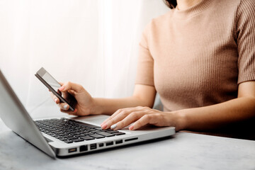 Searching Browsing Internet Data Information with blank search bar.businessman working with smart...