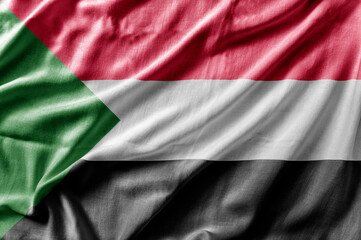Waving detailed national country flag of Sudan