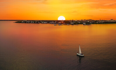 Charleston skyline with setting sun