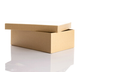 Brown box. Cardboard carton package for shipping delivery isolated on white background. Craft paper object with clipping path.