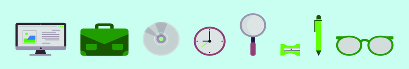 set of business office cartoon icon design template with various models. vector illustration isolated on blue background