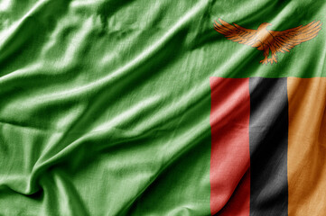 Waving detailed national country flag of Zambia