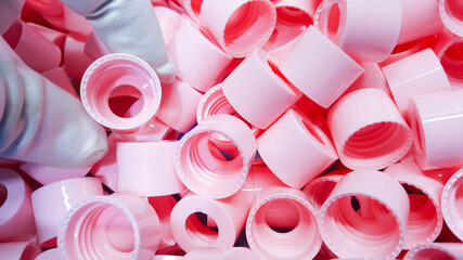 lastic bottle cap - inside, used to cover parts of plastic cosmetic products, produced from the...