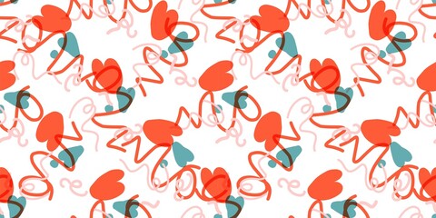 Seamless pattern with hearts. Background for Valentine's Day. Romantic seamless pattern. Falling in love and romance. Bright colors. Positive mood