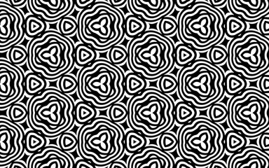 Fototapeta premium Black white geometric texture with indian pattern in doodling style. Ethnic original background for wallpaper, textiles, business cards, coloring books.