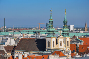 Obraz premium Bell towers of the Jesuit Church in Vienna (Austria)